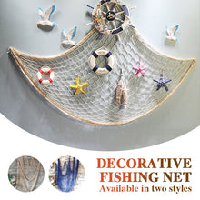 Load image into Gallery viewer, Decorative Fishing Net Mediterranean Blue/Beige Wall Decoration Bar Home Decor Hemp Rope Ceative Nautical Office 1*2M Beach